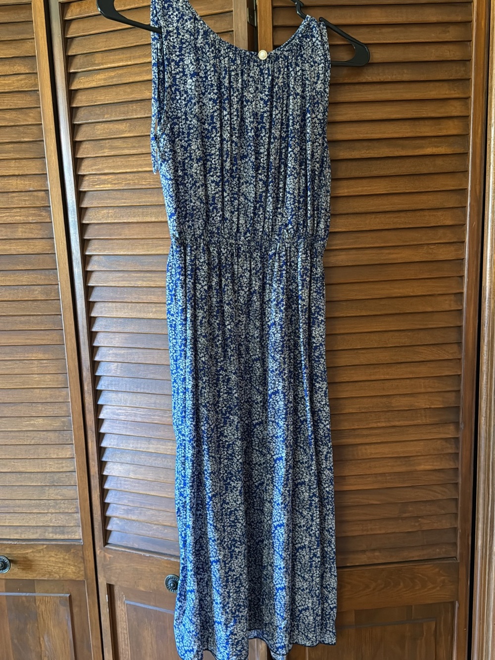 Blue Floral Sleeveless Maxi Dress